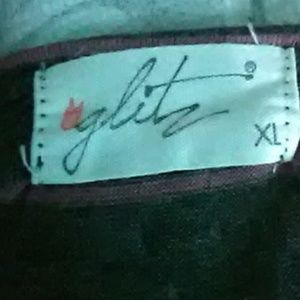 glitz  gray and pink striped shirt pocket zipper